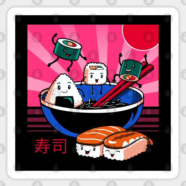 Sushi Retro Fun Sticker by Vincent Trinidad Art